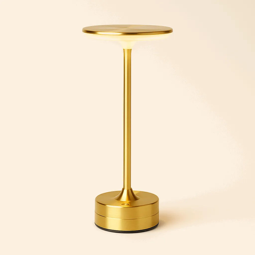 gold table lamp in a clean background