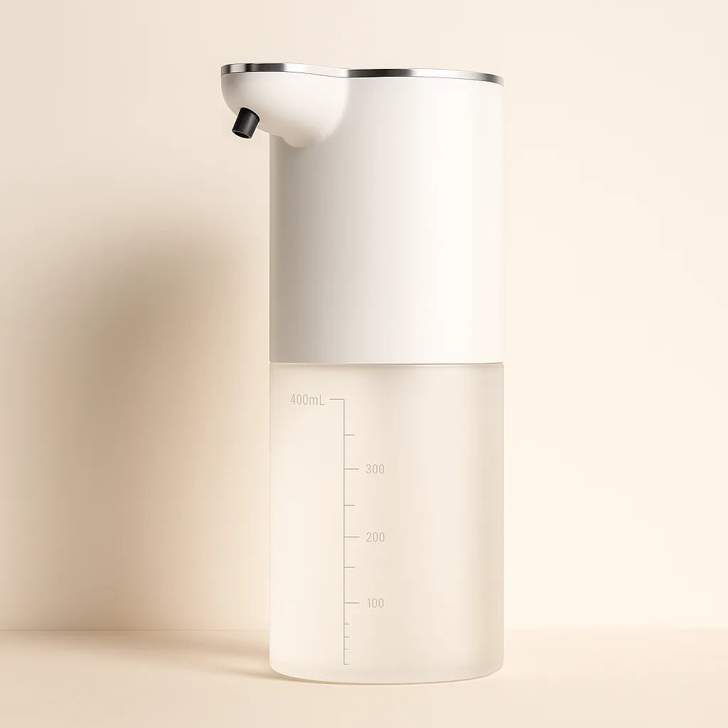 Automatic Foam Soap Dispenser with transparent 400ml container and sleek minimalist design, modern design, ThuisGemak.