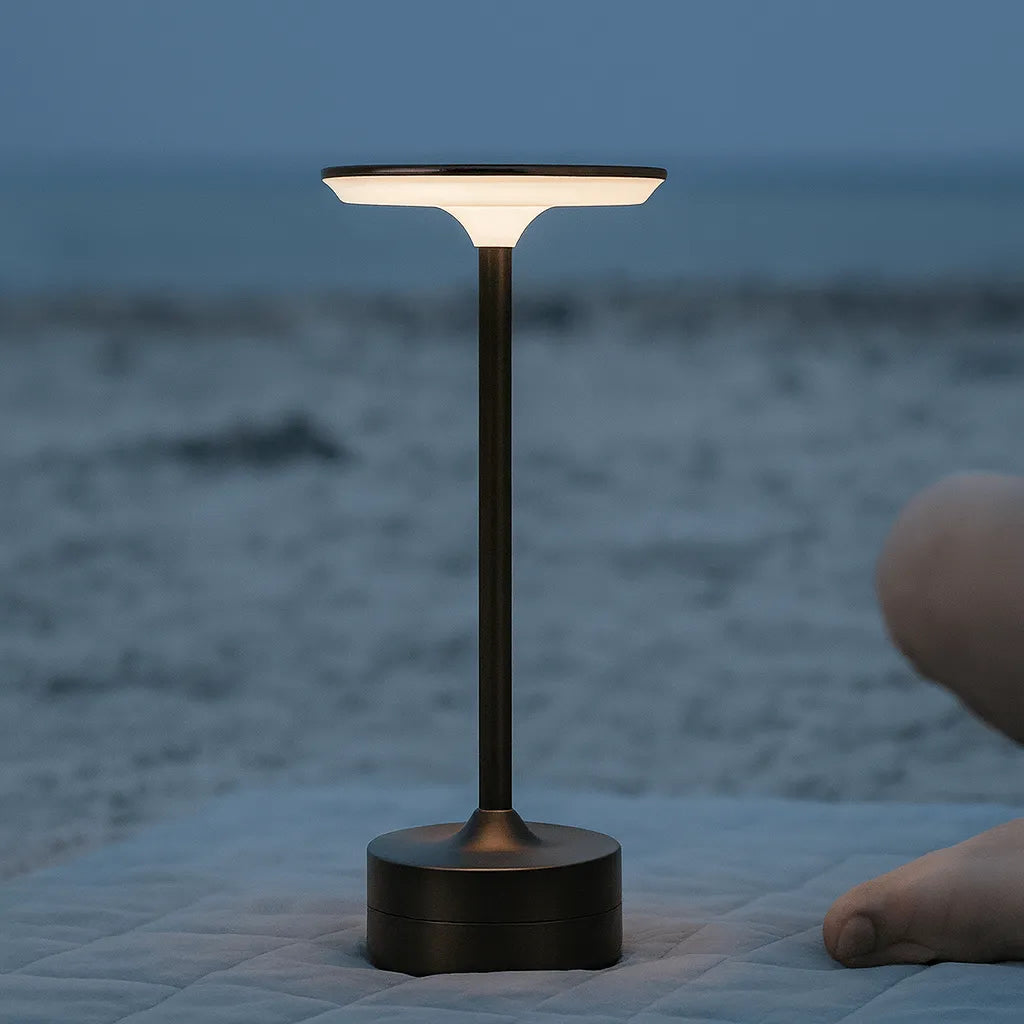 black table lamp in a room