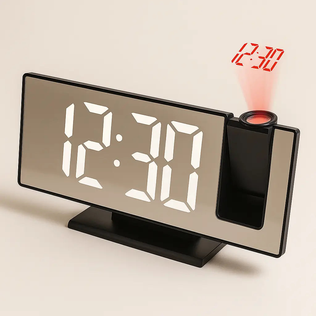 LED Projection Alarm Clock in a clean background - ThuisGemak