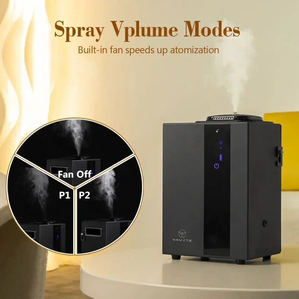 NAMSTE Bluetooth Aroma Diffuser showcasing dual spray modes and built-in fan function, modern design, ThuisGemak.