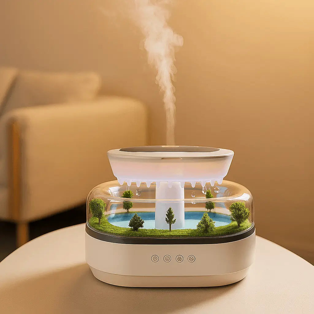Cloud Calm Air Humidifier in living room, modern design, ThuisGemak.