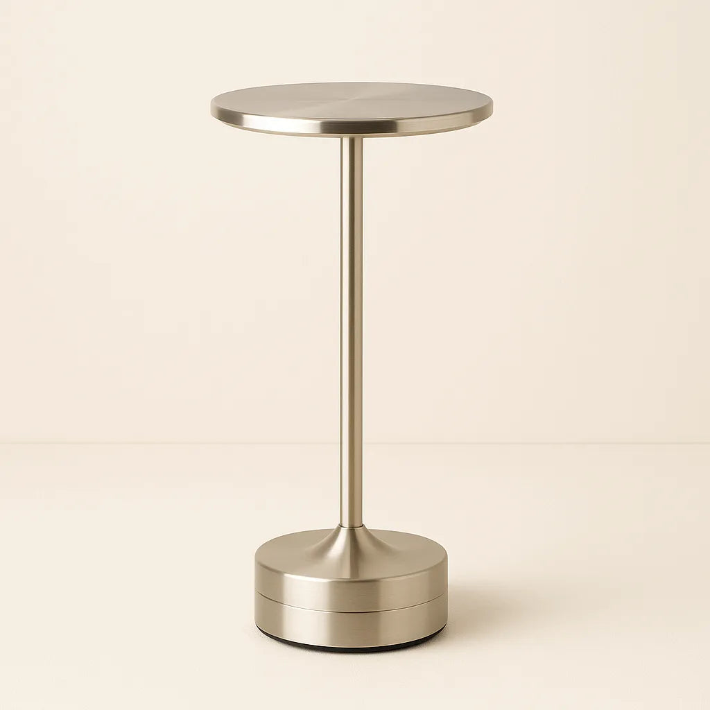 silver table lamp in a clean background