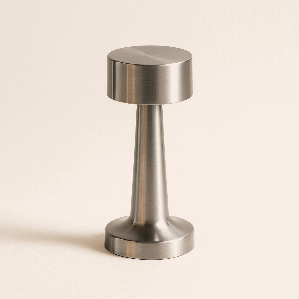 Silver retro table lamp in clean background - ThuisGemak