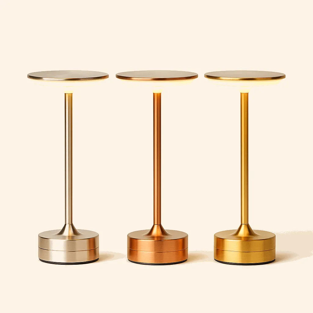 three collors of  table lamp in a clean background