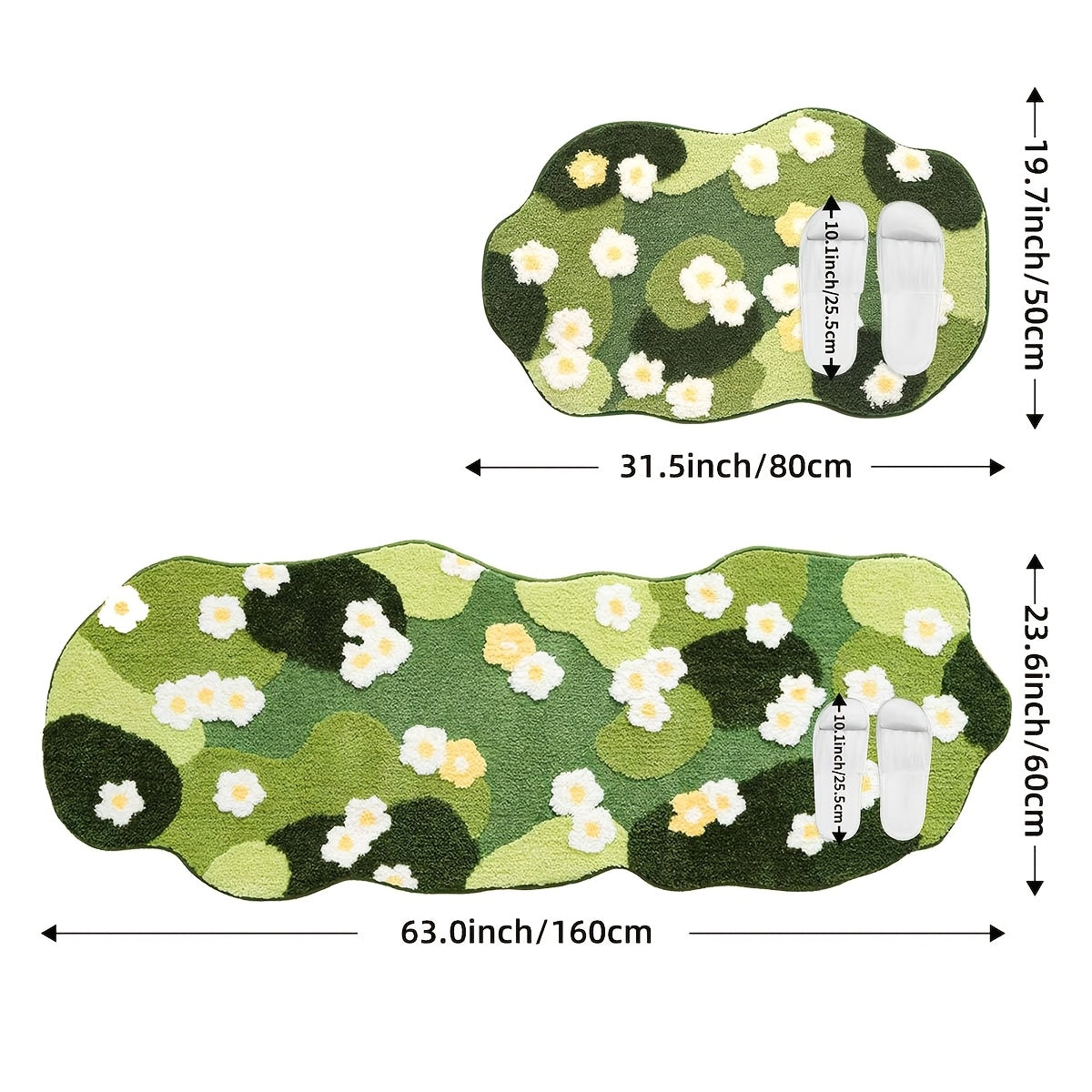 Comfortable oval floral green rug