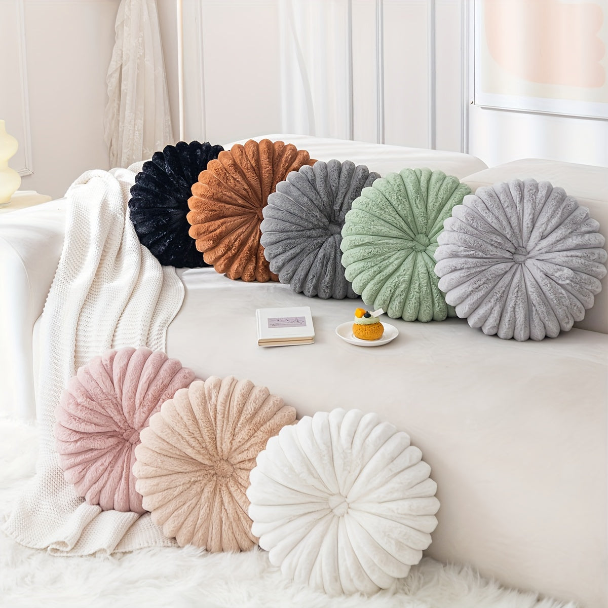 Set of 2 Round Plush Pillows