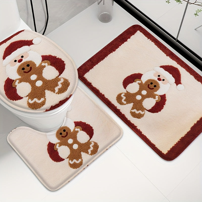 Set of 3 Christmas bathroom mats