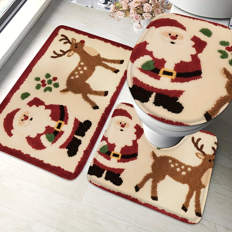 Set of 3 Christmas bathroom mats