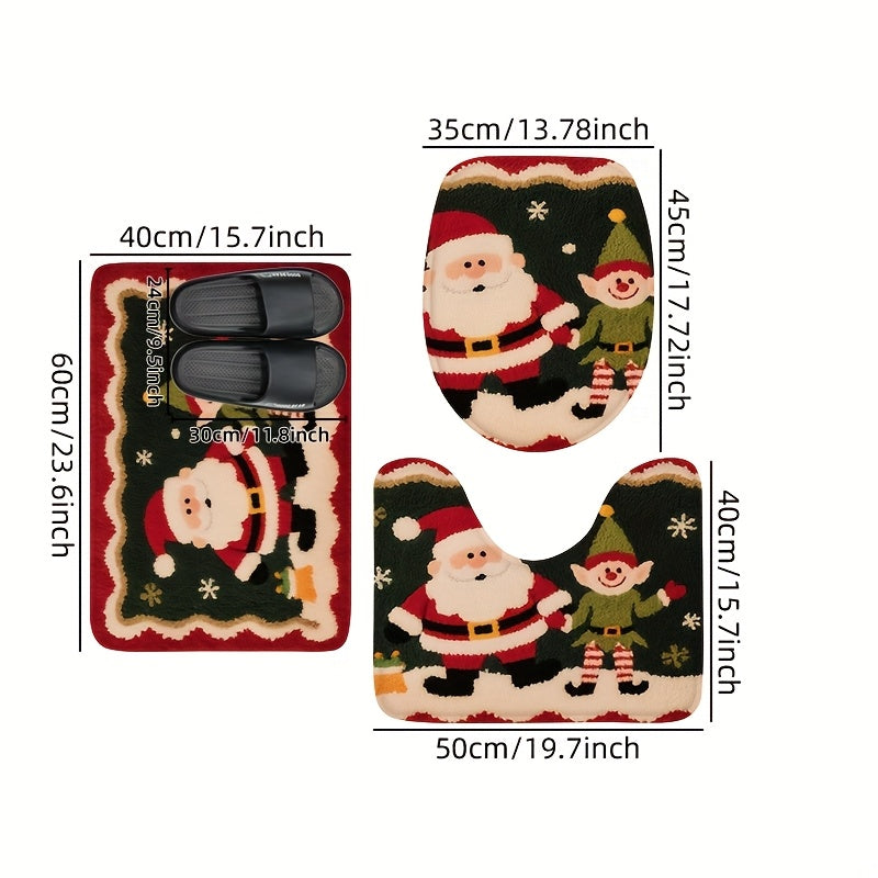 Set of 3 Christmas bathroom mats