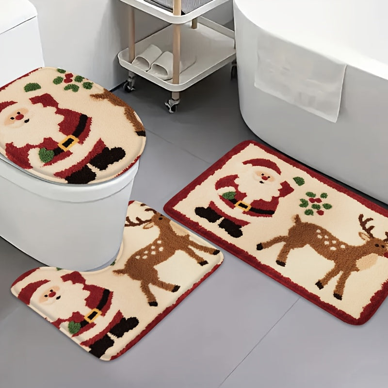 Set of 3 Christmas bathroom mats