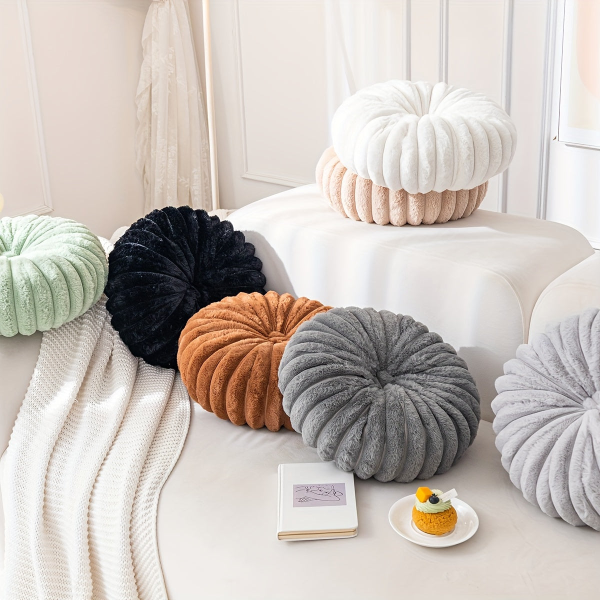 Set of 2 Round Plush Pillows